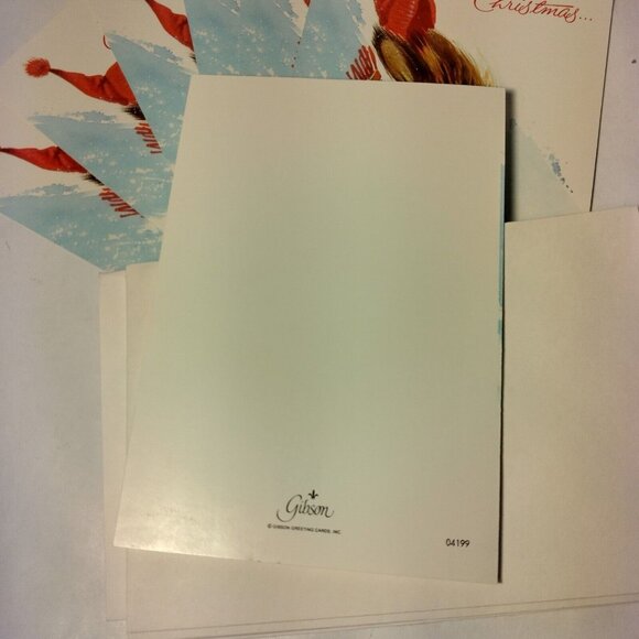 Gibson Greeting Cards Hi It's Christmas Sledding Dog Kitschy Vintage 7 Count - Picture 5 of 6